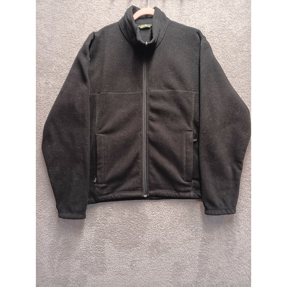 Eddie Bauer Men's XL Black Full Zip Fleece Jacket Mock‎ Neck Soft Warm Outdoor